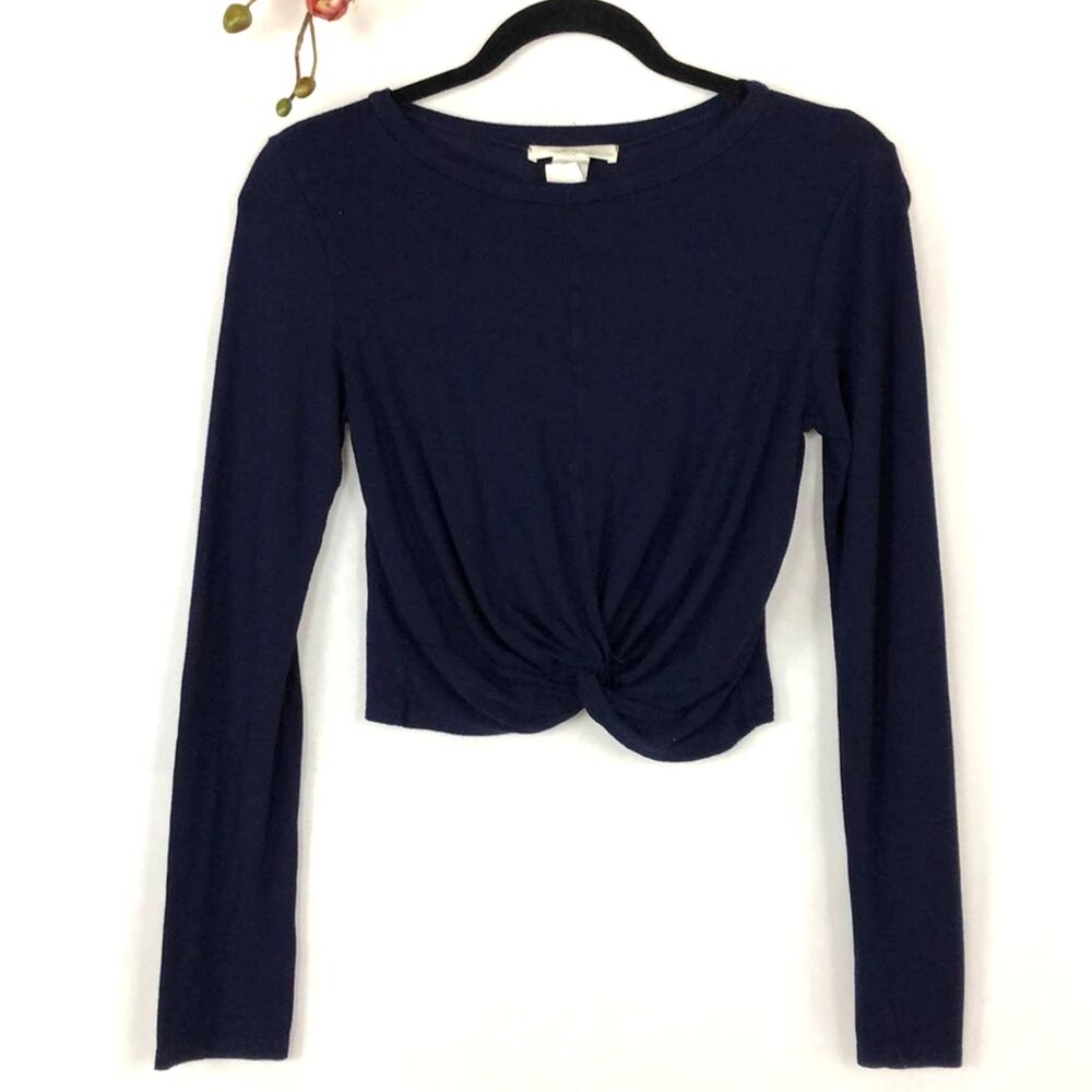 Crop Top Knotted Blue Long Sleeve  sz S